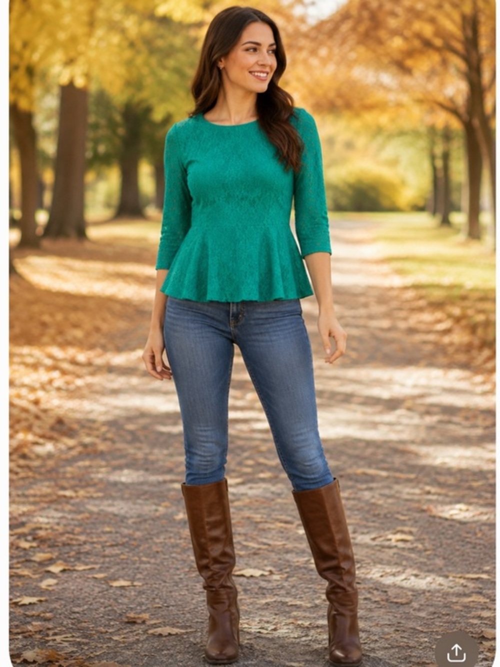 Anthropologie Moulinette Souers Lace Green Peplum Top
